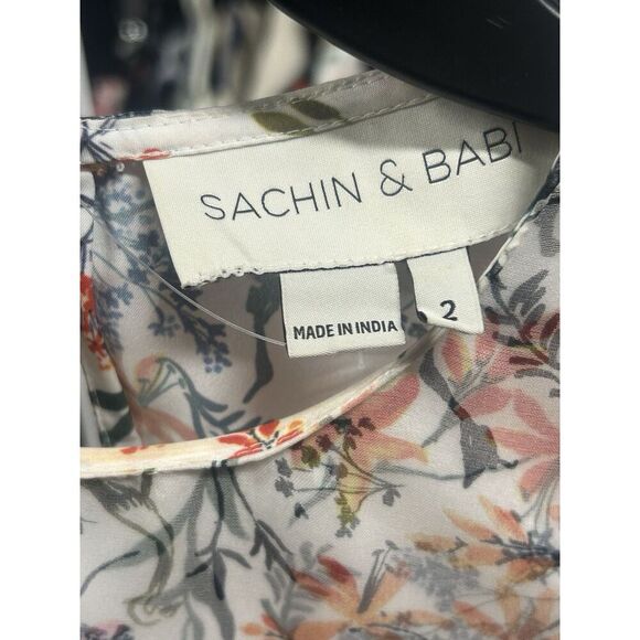 Sachin & Babi Silk Mini Dress Floral Multicolored NWOT Size 2 Long Sleeve - Picture 11 of 14